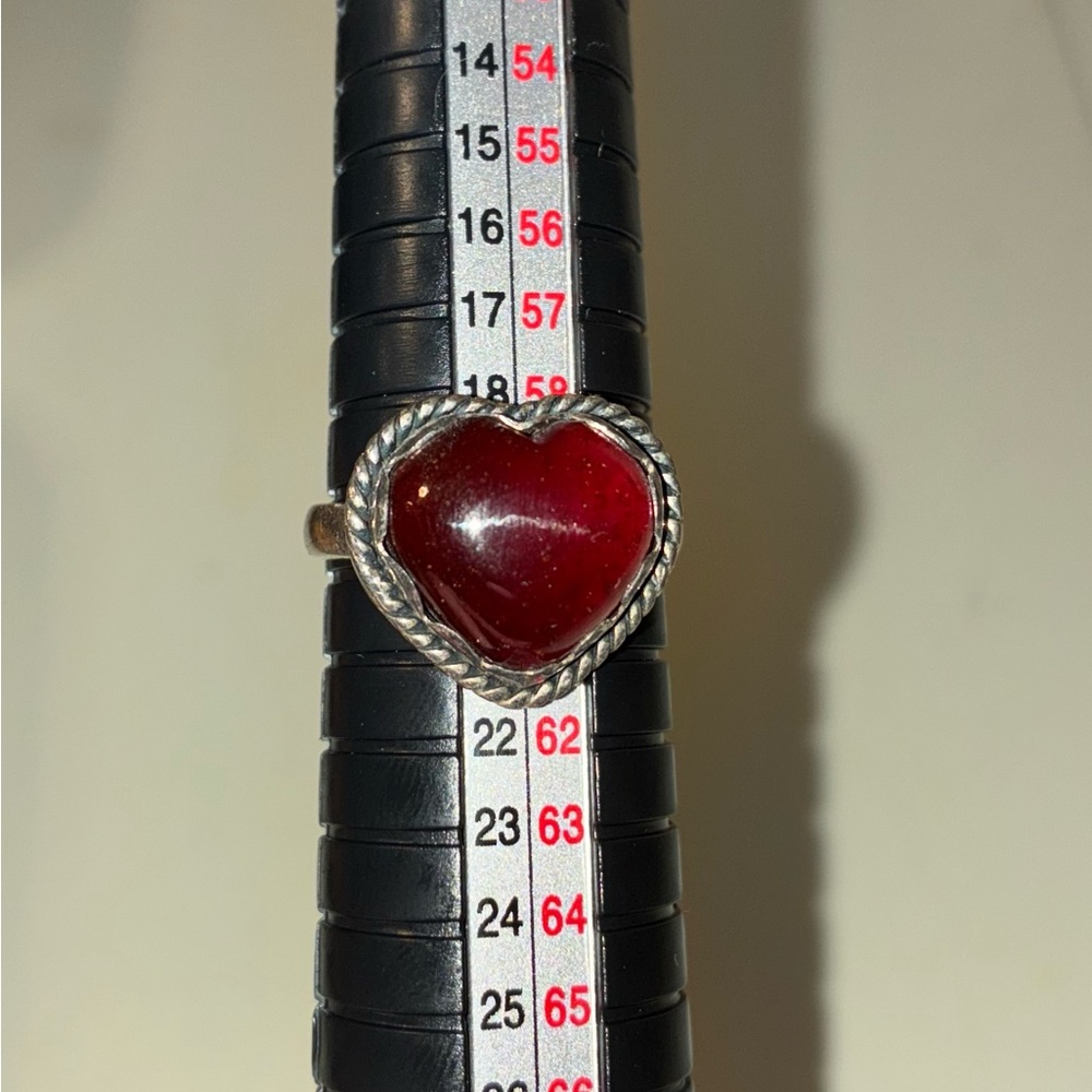 Hessonite Garnet Heart-Shaped Sterling Silver Ring sz. 9